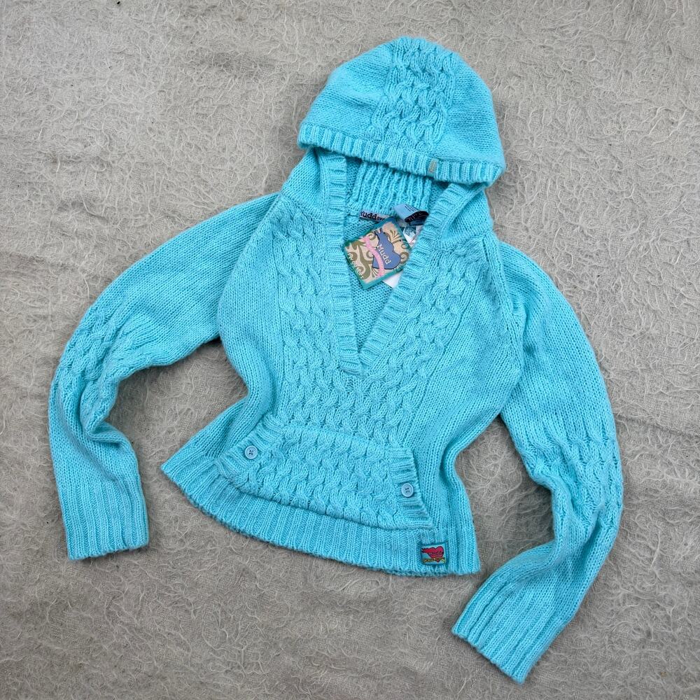 Mudd Y2K Cable Knit Hoodie Sweater – XL